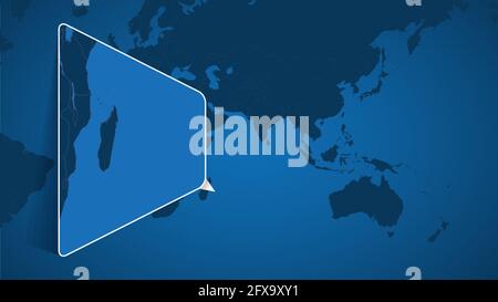 Location of Mauritius on the World Map with Enlarged Map of Mauritius with Flag. Geographical Vector Template for your design. Stock Vector