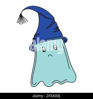 halloween symbol, cute ghost, vector illustration on white background, isolated icon Stock Vector