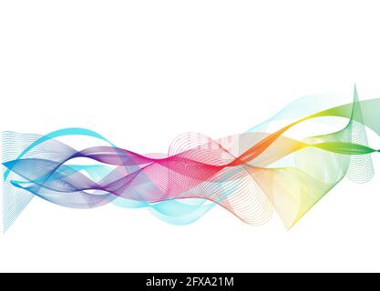 Abstract Colorful Line Wave Background, Abstract polygonal space low poly dark background with connecting dots and lines Connection structure Futurist Stock Photo