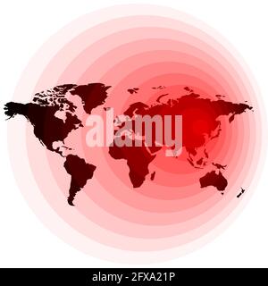Illustration of the spread of the virus around the world. Coronavirus distribution map. Distribution of the new coronavirus COVID-19 on the map. Covid Stock Vector