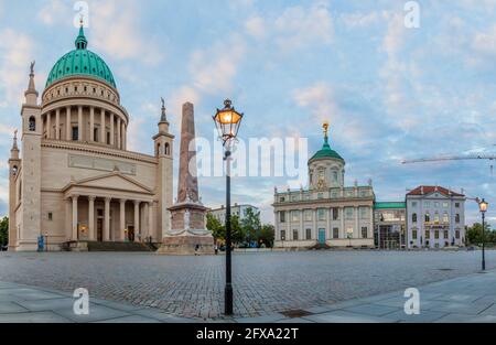 POTSDAM, GERMANY - AUGUST 14, 2017: Old Market Square Am Alten Markt with St. Nicholas' Church in Potsdam, Germany Stock Photo