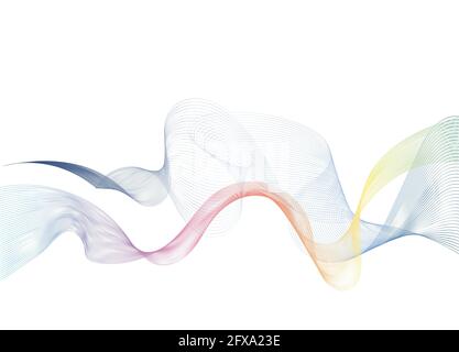 Abstract Colorful Line Wave Background, Abstract polygonal space low poly dark background with connecting dots and lines Connection structure Futurist Stock Photo