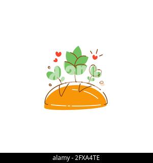 Fresh bread with greens and herbs logo design Stock Vector