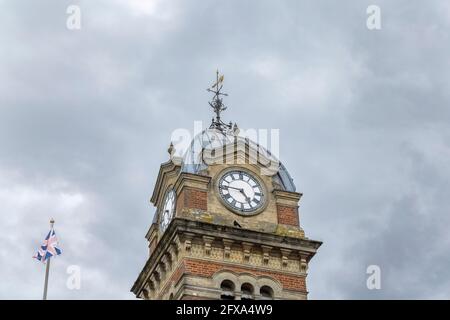 Hungerford Town Hall, a Victorian Italianate architecture municipal building in High Street, Hungerford, a market town in Berkshire, southwest England Stock Photo