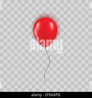 Realistic red balloon isolated on transparent background. Vector element for Birthday or Black Friday Sale greeting card concept. Vector illustration Stock Vector