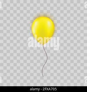 Realistic yellow balloon isolated on transparent background. Design element for Birthday party, grand opening or Big Sale greeting card concept Stock Vector