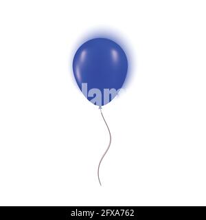 Realistic blue balloon isolated on white background. Vector element for Birthday or holiday card greeting card concept. Vector illustration Stock Vector