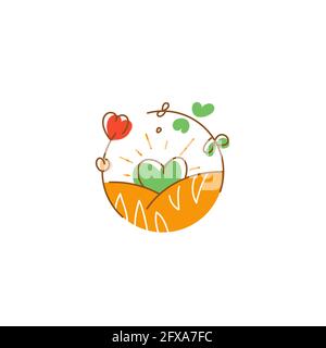 Organic and eco bakery products round logo Stock Vector