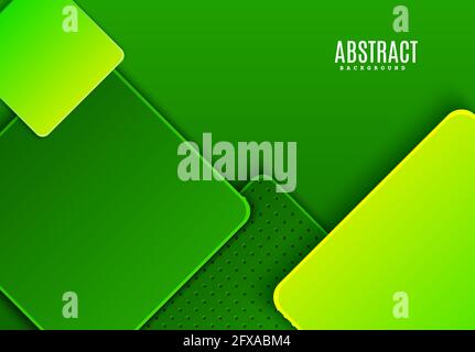 Abstract horizontal background with dark and light green gradient rhombus. Vector minimalist paper cut geometric pattern with dots shape. Design Stock Vector