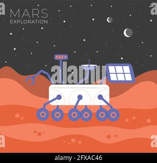 Illustration of an rover standing on Mars. Stock Vector