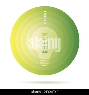Green energy infographic element with light bulb silhouette on circle Stock Vector