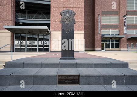 A general view of the Corps of Cadets Monument at Kyle Field, Wednesday, May 26 2021, in College Station, Tex. The stadium is the home of the Texas A& Stock Photo