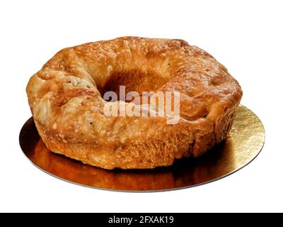 Salty Italian cake Easter celebration breakfast Typical neapolitan recipe Casatiello salty cake for Easter Italian tradition isolated Stock Photo
