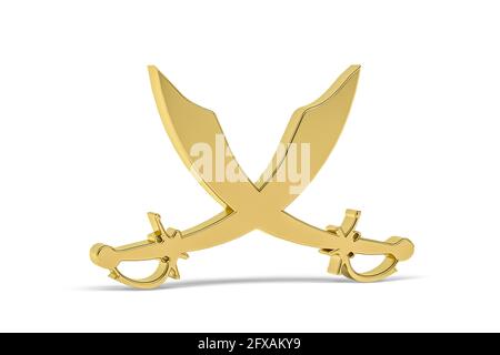 Golden 3d pirate icon isolated on white background - 3D render Stock Photo