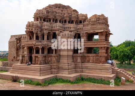 Sasbahu Temple, also called the Sas-Bahu Mandir, Sas-Bahu Temple, Sahasrabahu Temple or Harisadanam Temple - an 11th-century twin temple dedicated to Stock Photo