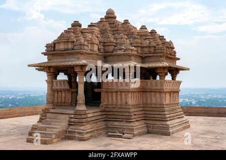 One of the Sasbahu Twin Temples, also called the Sas-Bahu Mandir, Sas-Bahu Temple, Sahasrabahu Temple or Harisadanam Temple - an 11th-century twin tem Stock Photo