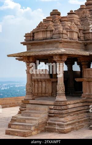 One of the Sasbahu Twin Temples, also called the Sas-Bahu Mandir, Sas-Bahu Temple, Sahasrabahu Temple or Harisadanam Temple - an 11th-century twin tem Stock Photo