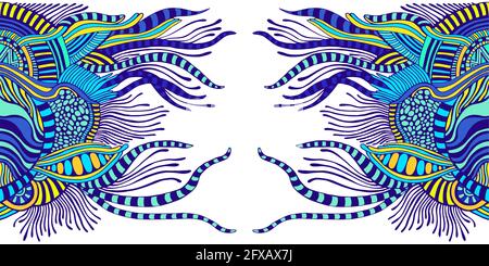 Bright abstract doodle fantastic psychedelic background. Surreal decorative stylish element for design. Stock Vector