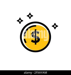 dollar coin vector icon isolated Stock Vector