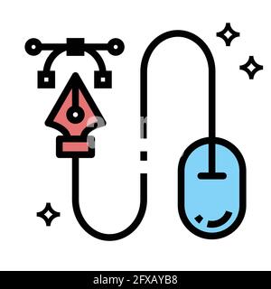 mouse computer and ink pen tool vector icon design Stock Vector