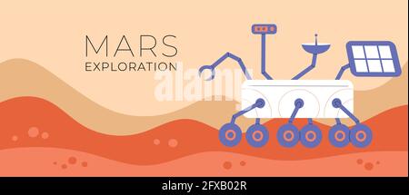 Illustration of an rover standing on Mars. Stock Vector