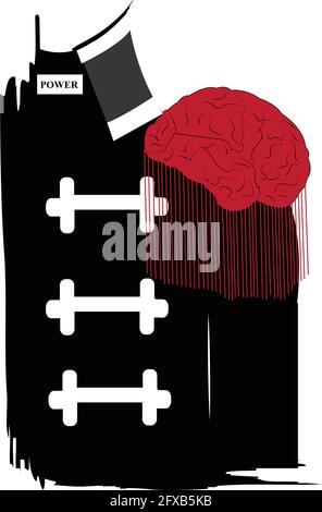 illustration of a military jacket with a red brain on its shoulder Stock Vector