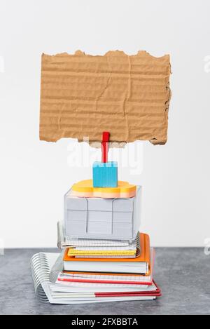 Organized Stack Note Pad, Bundle Notebooks, Neat Pile Documents, Pleasant Arrangement Writing Materials, Clean Workspace, Office Academic Business Stock Photo