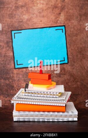 Organized Stack Note Pad, Bundle Notebooks, Neat Pile Documents, Pleasant Arrangement Writing Materials, Clean Workspace, Office Academic Business Stock Photo