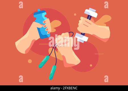 Equipment for sport activity in gym Stock Vector