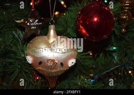 heart shaped bulb ornament of Christmas Stock Photo