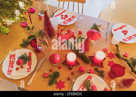 Decorative Christmas table setting Stock Photo