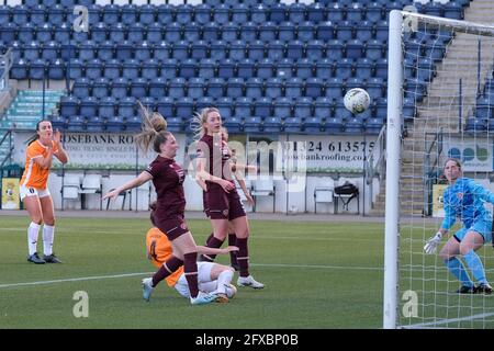 Falkirk, UK. 26th May, 2021. Hayley Lauder of Glasgow City slides in to score to make it 1-0 during the Scottish Women's Premier League 1 match between Glasgow City and Hearts at Falkirk Stadium in Falkirk, Scotland. Credit: SPP Sport Press Photo. /Alamy Live News Stock Photo