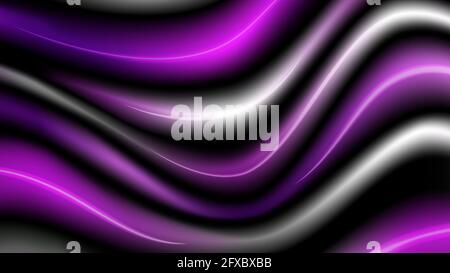 Wavy Colorful Background with Violet, Black and White Stripes. Vector illustration Stock Vector