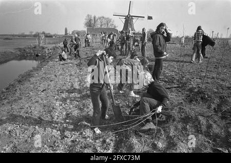 National Tree Planting Day, Amsterdam, planting trees at the chalk mill, March 28, 1973, tree planting day, The Netherlands, 20th century press agency photo, news to remember, documentary, historic photography 1945-1990, visual stories, human history of the Twentieth Century, capturing moments in time Stock Photo