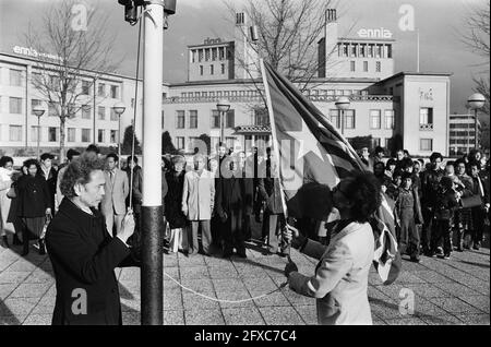 National Day West Papua New Guinea/Melanesia in The Hague; raising of flag, December 1, 1979, demonstrations, indigenous people, flags, The Netherlands, 20th century press agency photo, news to remember, documentary, historic photography 1945-1990, visual stories, human history of the Twentieth Century, capturing moments in time Stock Photo