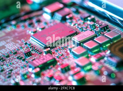 Mother board with micro chips Stock Photo