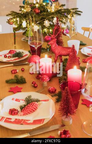 Decorative Christmas table setting Stock Photo