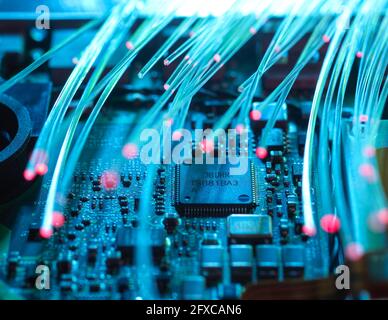 Fibre data passing data in hardware for network security Stock Photo