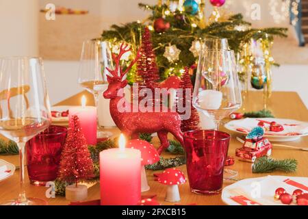Decorative Christmas table setting Stock Photo