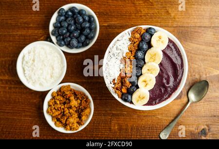 Blueberry smoothie bowl Stock Photo
