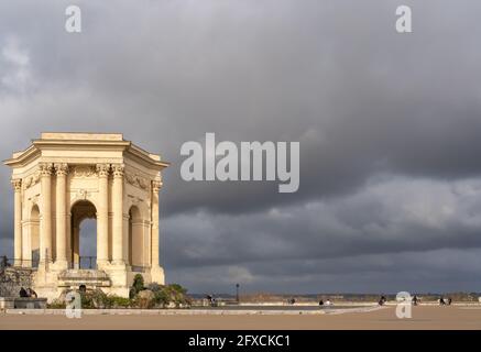Promenade de Peyrou in Montpellier, France on a cloudy winter day Stock Photo