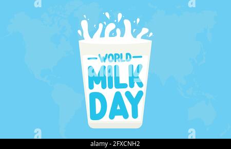 World Milk Day Vactor Banner Background Illustration. Awareness Campaign Vector Background, Banner, Poster, Card Template. Stock Vector