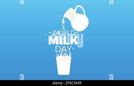 World Milk Day Vactor Banner Background Illustration. Awareness Campaign Vector Background, Banner, Poster, Card Template. Stock Vector