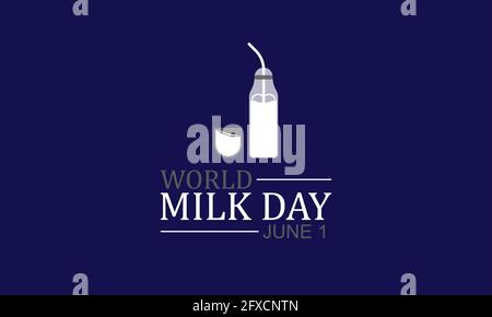 World Milk Day Vactor Banner Background Illustration. Awareness Campaign Vector Background, Banner, Poster, Card Template. Stock Vector