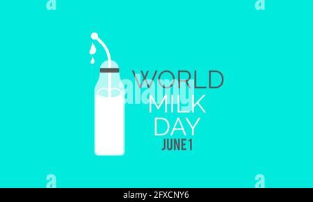World Milk Day Vactor Banner Background Illustration. Awareness Campaign Vector Background, Banner, Poster, Card Template. Stock Vector