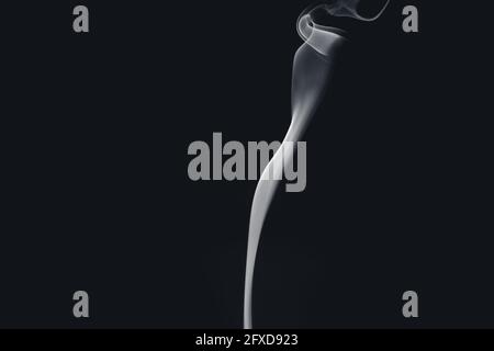White smoke creating abstract shapes on a black background Stock Photo