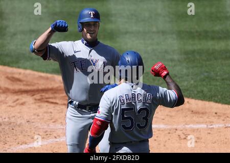 Texas Rangers' Joey Gallo is congratulated by teammates during a baseball  game against the Oakland Athletics in Oakland, Calif., Thursday, July 1,  2021. (AP Photo/Jeff Chiu Stock Photo - Alamy