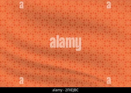 Geometric seamless pattern traditional with silk fabric texture.Circle overlapping orange background design for decorative,wallpaper,clothing,wrapping Stock Vector