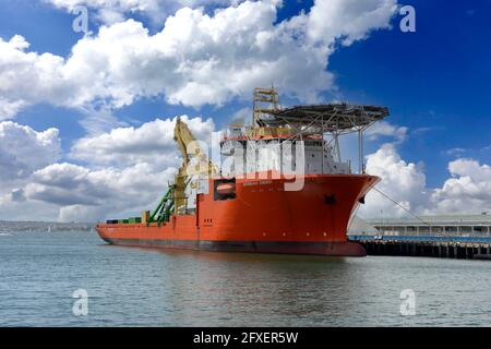 Normand Energy pipe laying vessel docked in San Diego CA Stock Photo