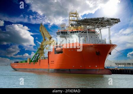 Normand Energy pipe laying vessel docked in San Diego CA Stock Photo